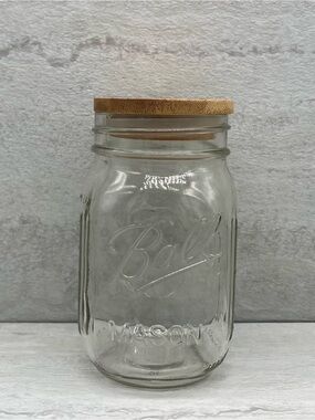 🎉 $5 Ball 16 oz Glass Mason Jar with Wooden Lid